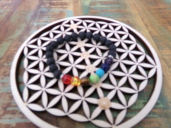 Bracelet en Pierre de Lave-7 Chakras Protection Homme/Femme
