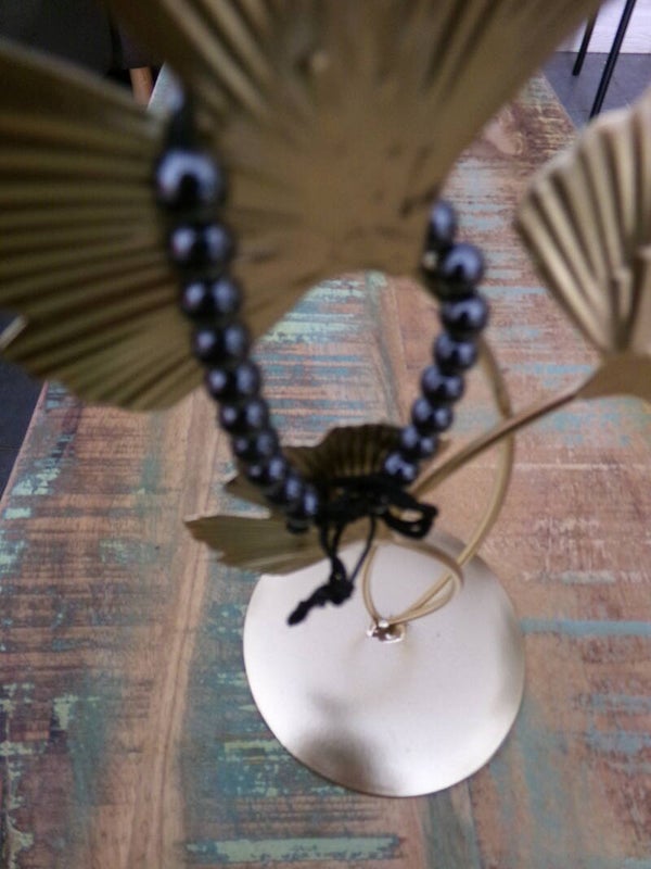 Bracelet perles noires réglable avec ficelle