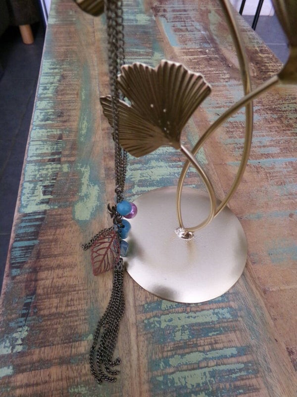 Collier long et pierres perles multicolores original