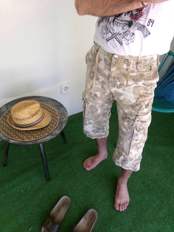 Bermuda motifs beige et blanc Marque RITCHIE OLD HAWAII RTCH Taille M