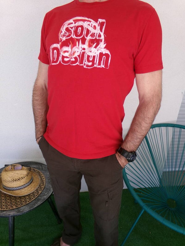 Tee Shirt Rouge Motif blanc Taille M JULES