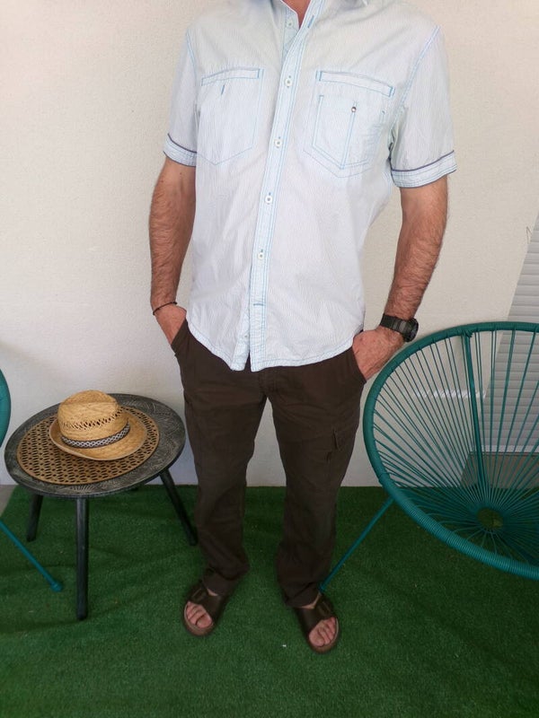 Chemise à lignes bleu et blanc CELIO RELAX COLLECTION Taille M
