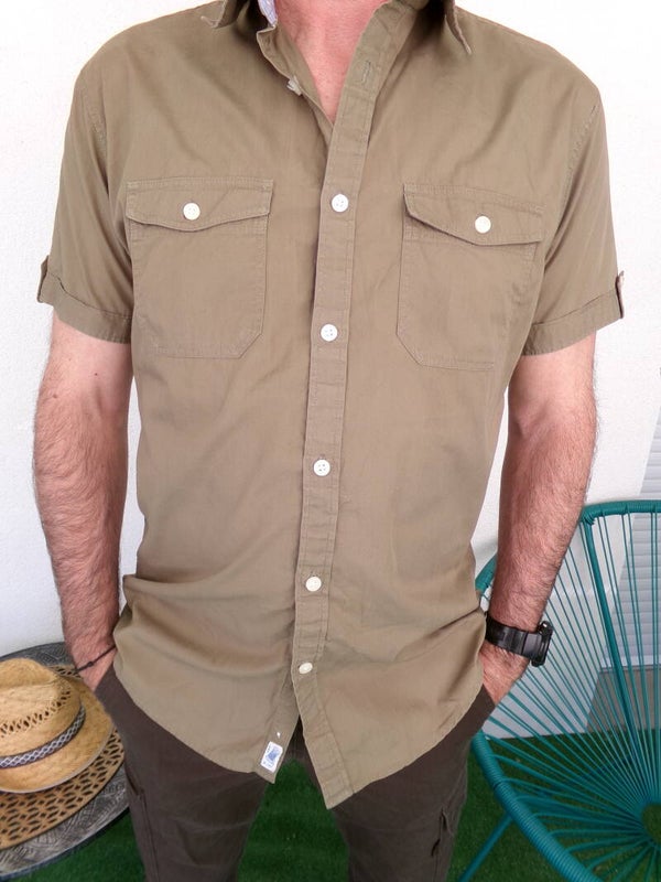 Chemise Marron kaki manches courtes Taille M ORIGINAL POPLIN