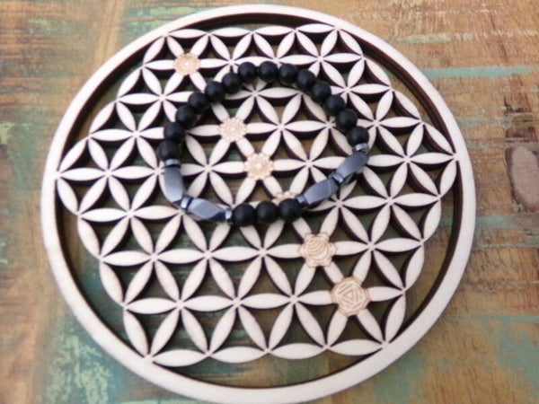 Bracelet Onyx et Hématite Ancrage Force Equilibre MIXTE