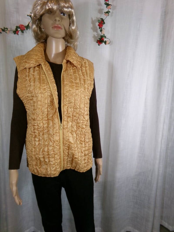 Veste légère sans manches Jaune or gauffrée Taille Unique