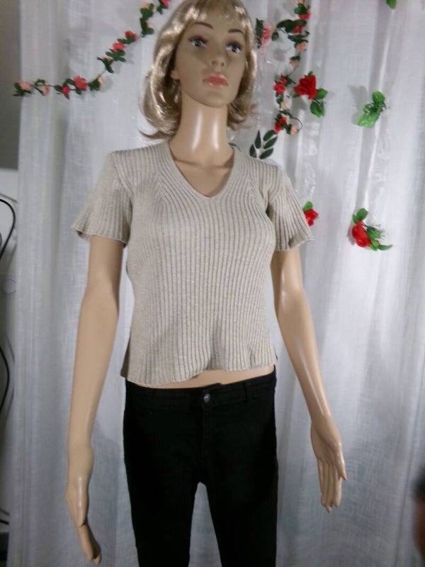 Pull Col V Printemps-Eté Beige Marque LE PETIT BAIGNEUR Taille S/M