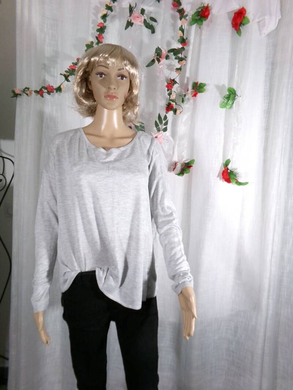 Pull fin Gris Clair Large et fluide Taille Unique