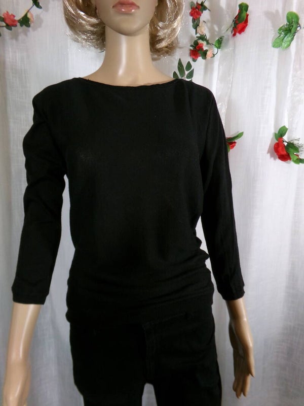 Pull noir CAMAÏEU simple, belle matière, col rond Taille S