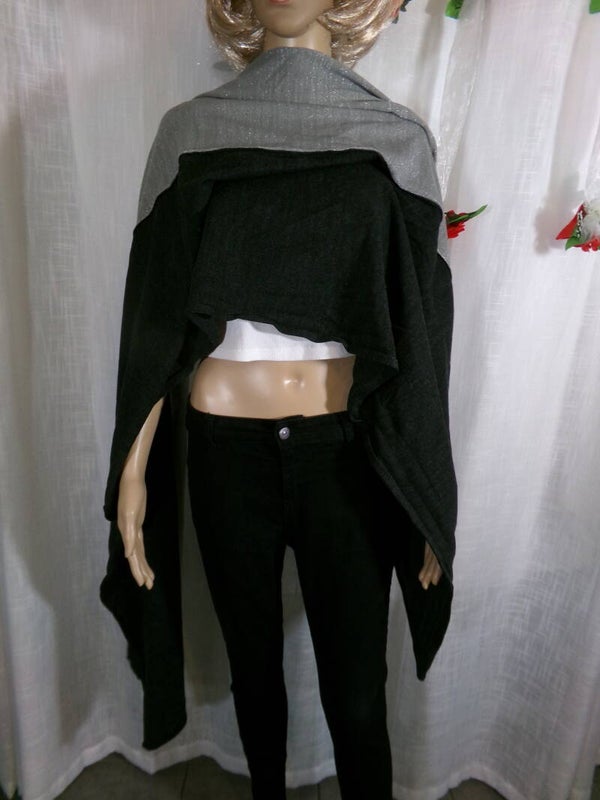 Grande Echarpe Rectangle Stylée noir et argent