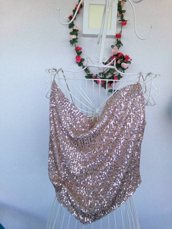 Haut à paillettes court doré très stylé Taille M
