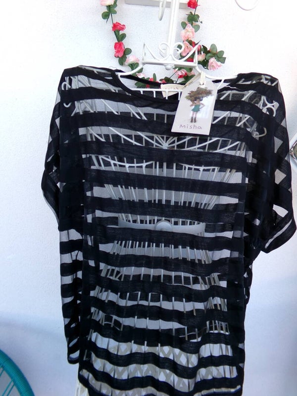 Tee shirt à lignes transparentes Noir MISHA Taille Unique Neuf