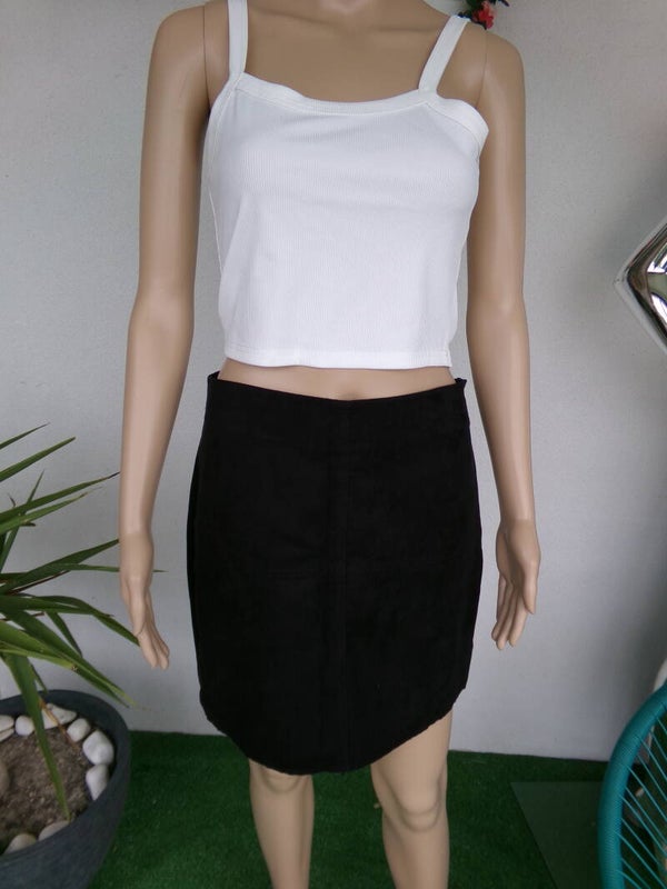 Jupe Suédine coupe droite mi-courte Noire ATMOSPHERE Taille 38
