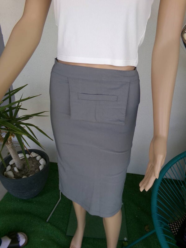Jupe moulante BCBG Grise moyen fendu à l'arrière TAILLE 1 NEUF GIRLS EXPERIENCE