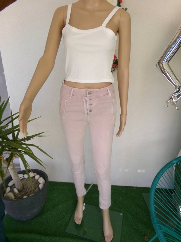 Pantalon Rose slim Fermeture bouton et fermeture original MADE IN PRC