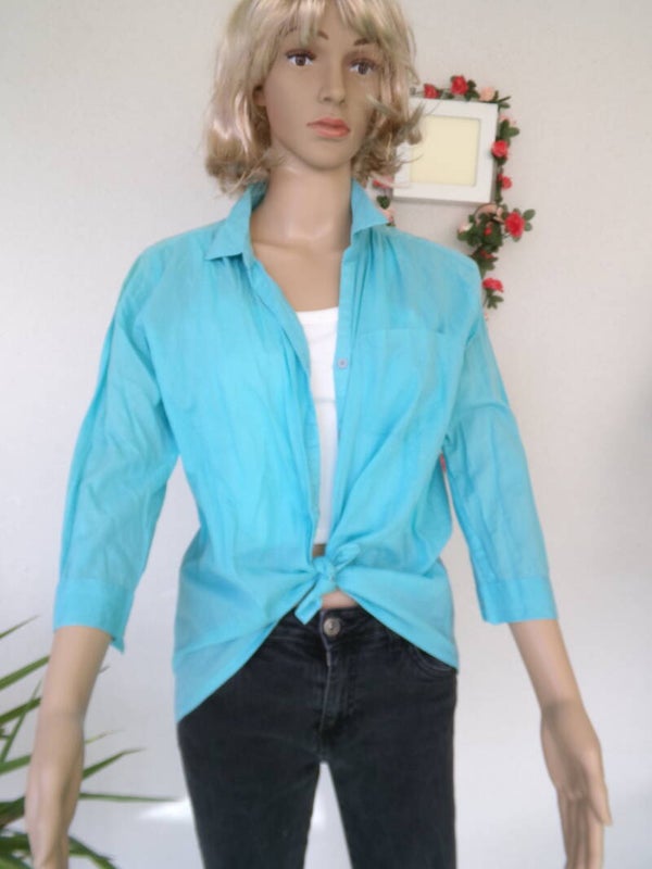Chemisier Fin Bleu turquoise VIA 28  Taille 38/40