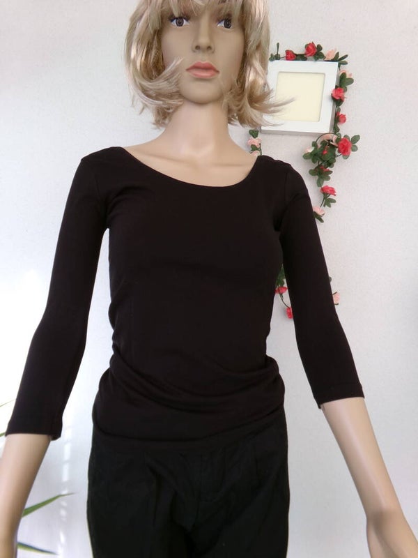 Tee Shirt Noir manches longues PIMKIE col rond Taille 36/38