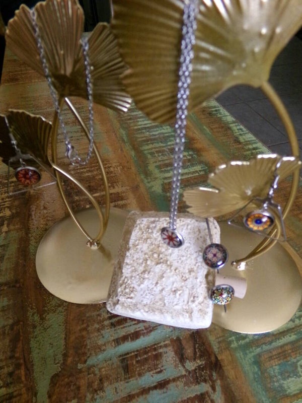 PARURE F Collier, Bracelet, Boucles d'oreilles, branchés, décalés, UNIK, Fait main
