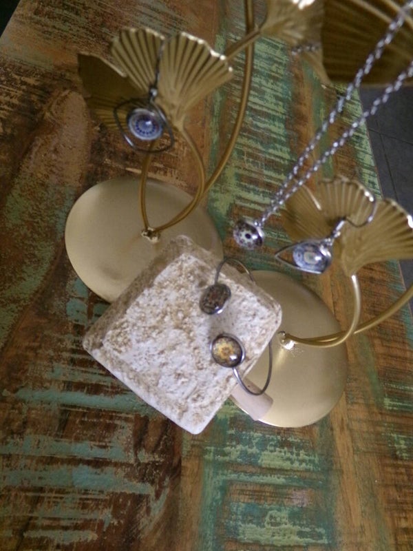 PARURE L Collier, Bracelet, Boucles d'oreilles, branchés, décalés, UNIK Fait main