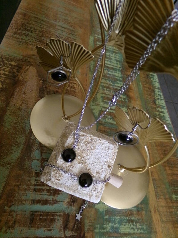 PARURE N Collier, Bracelet, Boucles d'oreilles, branchés, décalés, UNIK Fait main