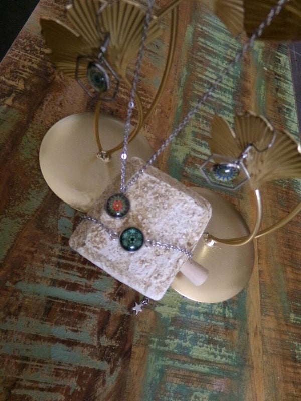 PARURE P Collier, Bracelet, Boucles d'oreilles, branchés, décalés, UNIK Fait main