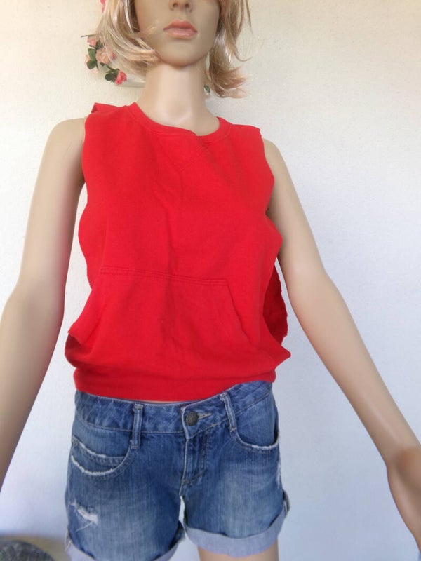Haut sans manches, court, rouge, style sweat shirt Coupe Original MARQUE DIAB'LESS