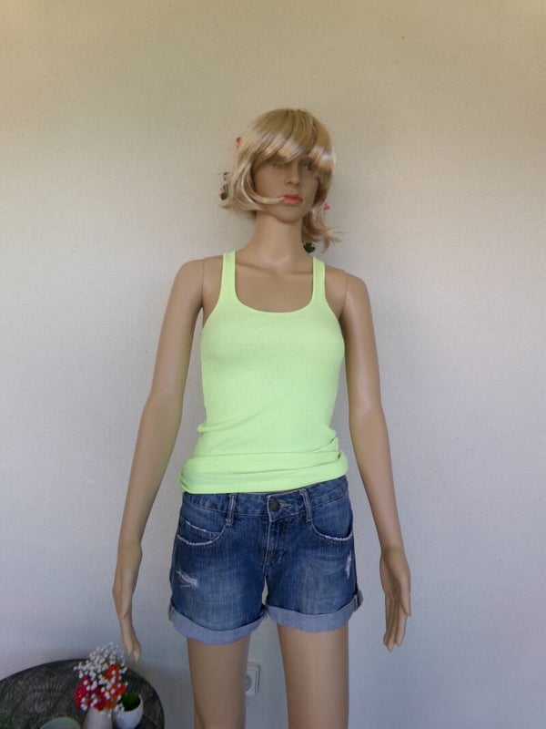 Top sans manches côtelé jaune Marque ZARA Taille S