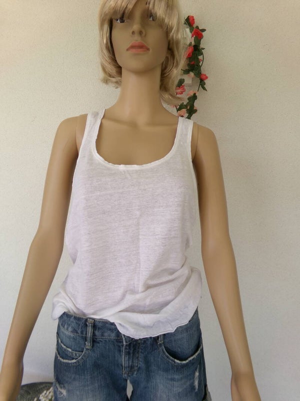 Haut léger blanc sans manche matière non transparente ZARA COLLECTION TAILLE S/M