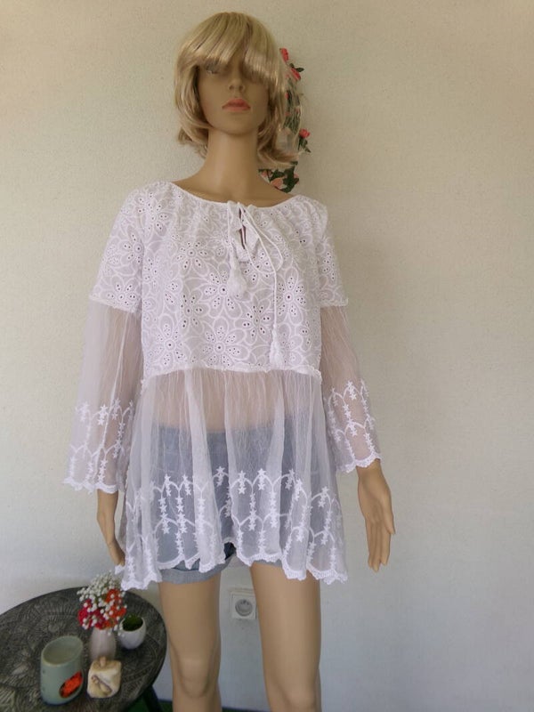 Tunique blanche tulle et dentelle CLOOTHES Taille unique