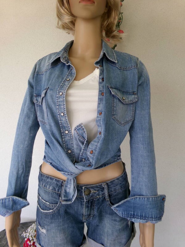 Chemise en jean légère H&M Blue Denim Taille 38 H&M