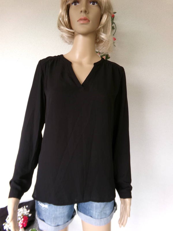 Chemise col en V Noir Stylé CAMAÏEU Taille 36/38