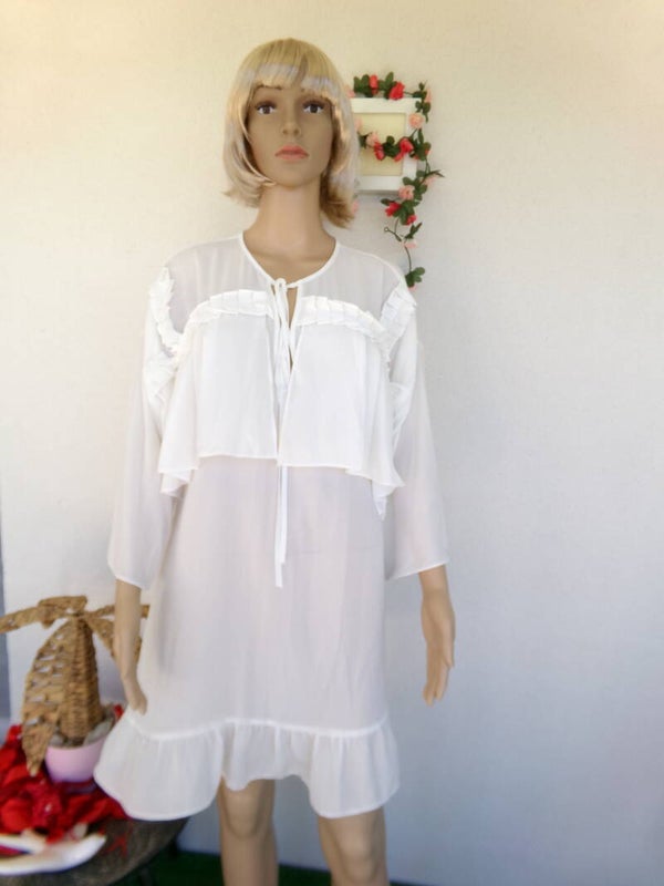 Robe blanche magnifique Fluide SHEILAY Taille unique