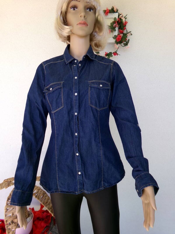 Chemise Jeans blue foncé STRADIVARIUS TAILLE M