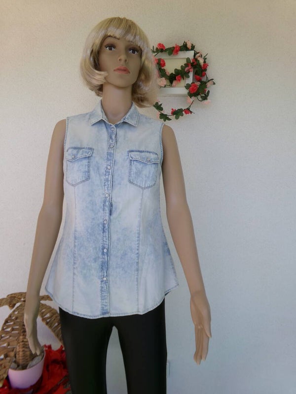 Chemise sans manche blue délavée STRADIVARIUS Taille M