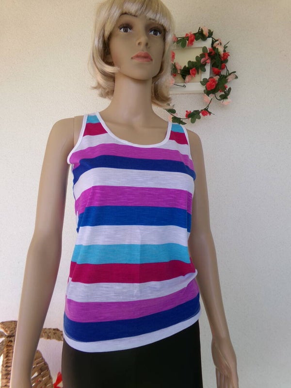 Haut sans manche aux couleurs éclatantes et joli 100 % coton MADE IN ITALY