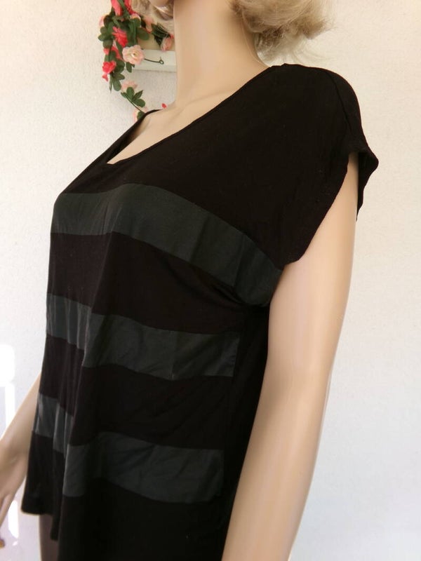 Tee Shirt large à lignes noir FASHION EXPRESS TAILLE L