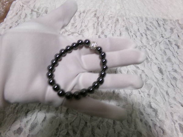 BRACELET ONYX AVEC PIERRE BRILLANTE 17 CM A 20 CM TOUR POIGNET FEMME 8MM