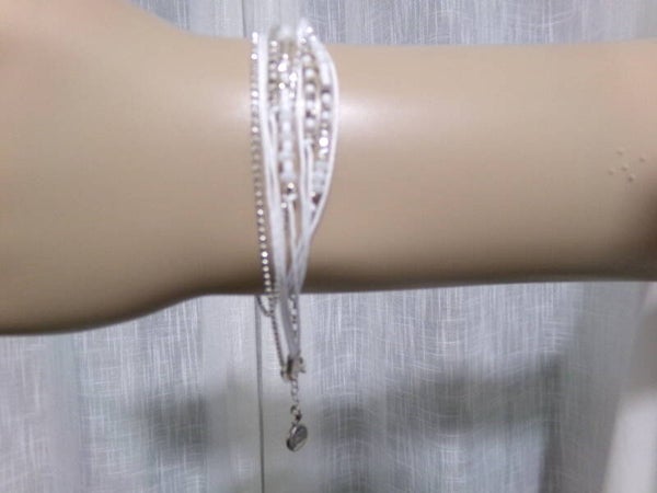 BRACELET DORIANE 33 CM BLANC 5 FILS PLUSIEURS TOURS DE POIGNET