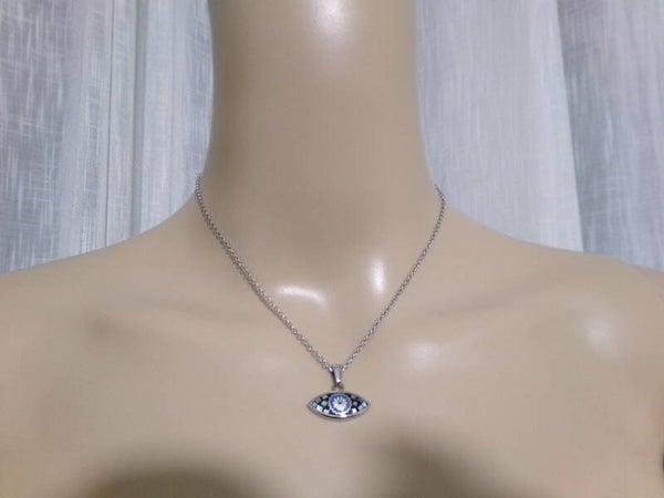 PENDENTIF OEIL BLEU DE PROTECTION LARGEUR 18 MM CHAINE 40CM AJUSTABLE+5 CM HOMME FEMME