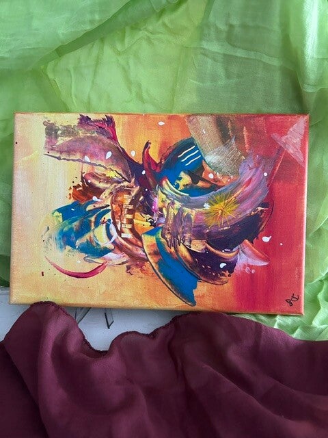 PETITE TOILE 20X30 SUR 1CM INTITULE L'ORANGERAIE SIGNE AJ