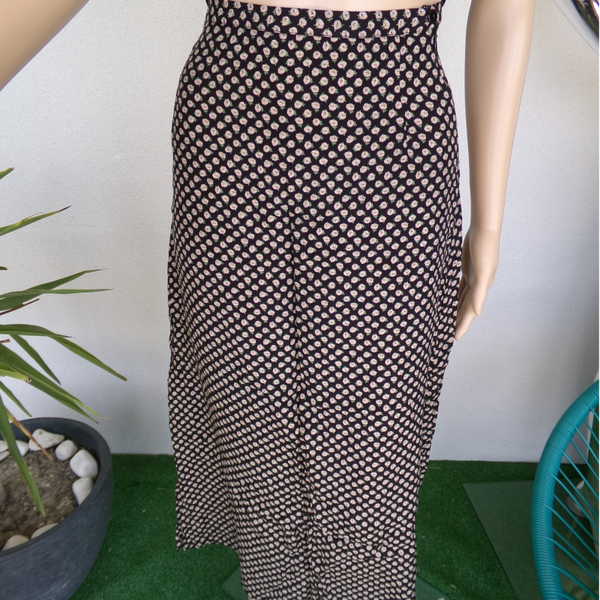 Jupe longue fluide noir motifs petites fleurs ETAM Taille 36
