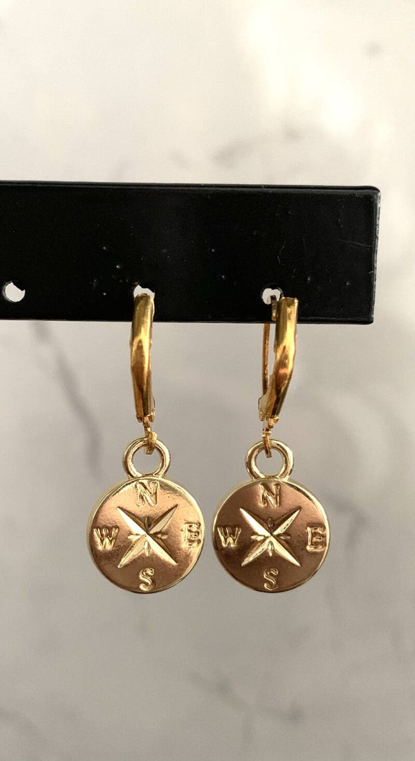 The gold compass earrings