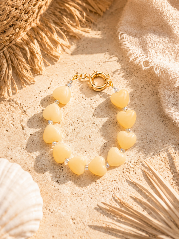 Armband hartjes geel