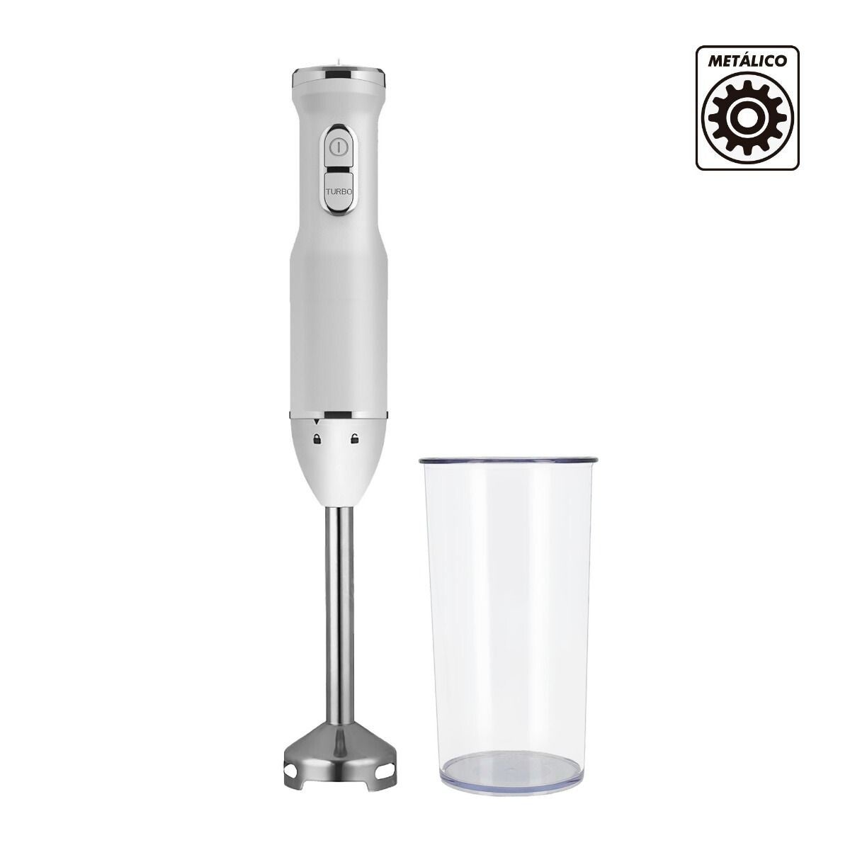 BATIDORA BRAZO 850W ENGRANAJE METÁLICO CON VASO PLÁSTICO