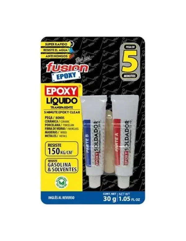 epoxy liquido soldador tubo 5 min 30gr att5 fusion epoxy black label