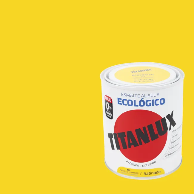 Esmalte de interior ecológico TITANLUX color amarillo luminoso satinado 750ml