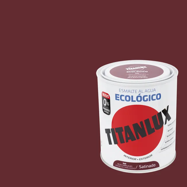 Esmalte de interior ecológico TITANLUX color rojo carruaje satinado 750ml