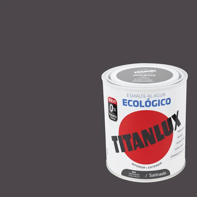 Esmalte de interior ecológico TITANLUX color gris medio satinado 750ml