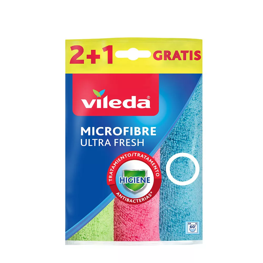 BAYETA MICROFIBRA ULTRAFRESH, 30 x 30 cm, 2 + 1 uds, BLISTER