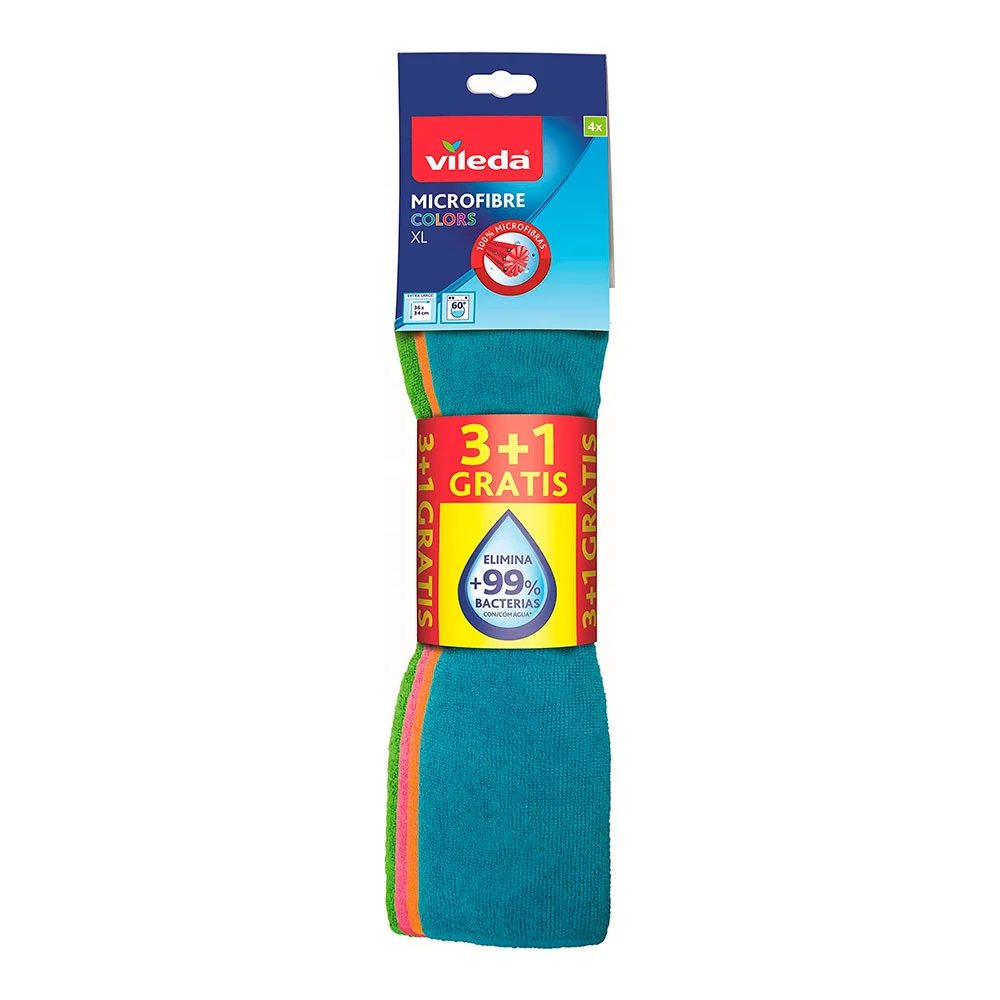 BAYETA MICROFIBRA COLORS XL, 36 x 38 cm, 3 + 1 uds, BLISTER