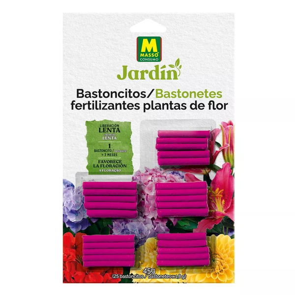 BASTONCITOS FERTILIZANTES PLANTAS FLOR, 25 uds